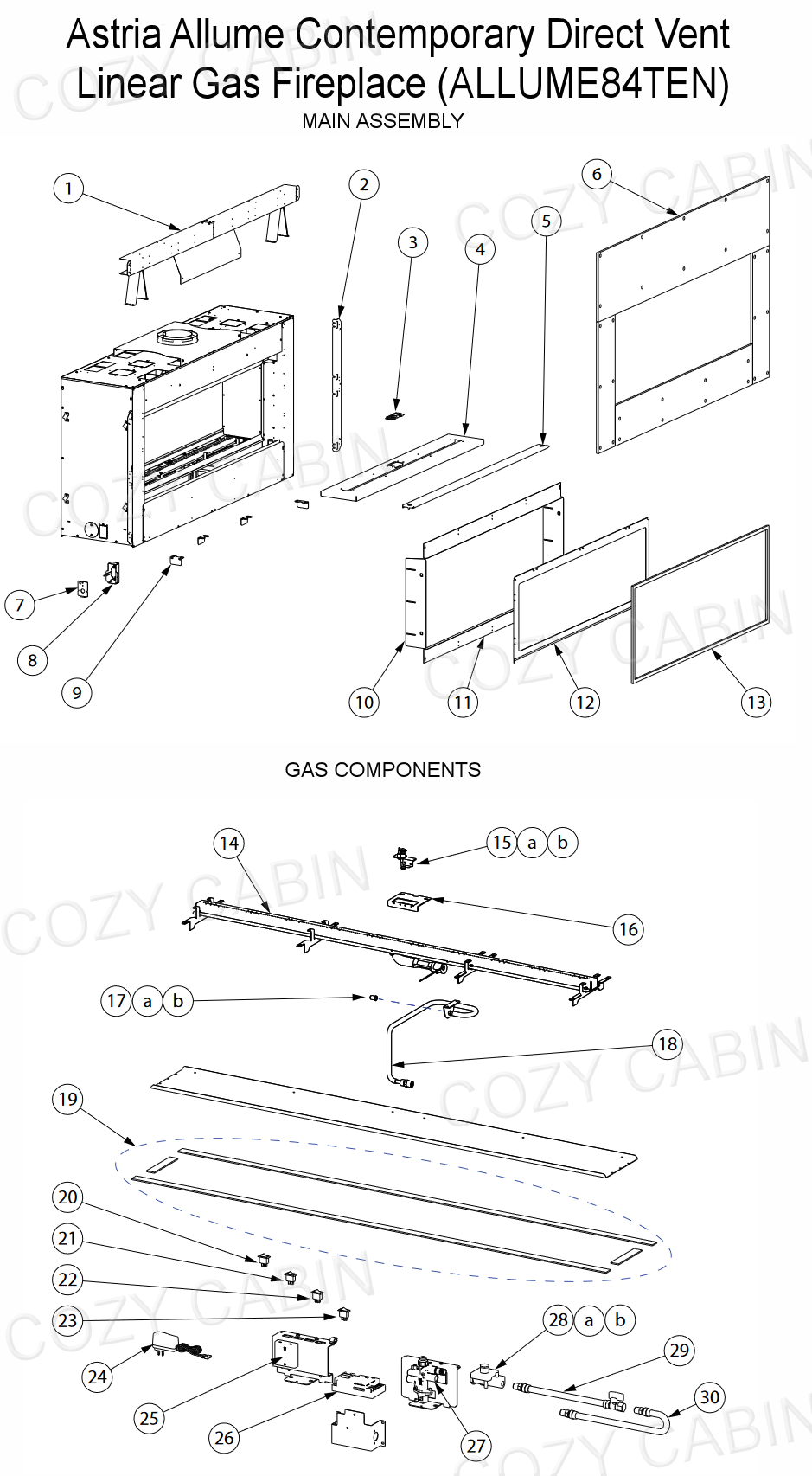 Astria Allume Contemporary Direct Vent Linear Gas Fireplace (ALLUME84TEN) #ALLUME84TEN